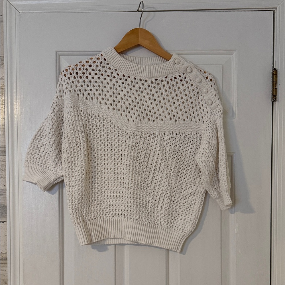 J.Crew Women's Open-Knit Short Sleeve Sweater